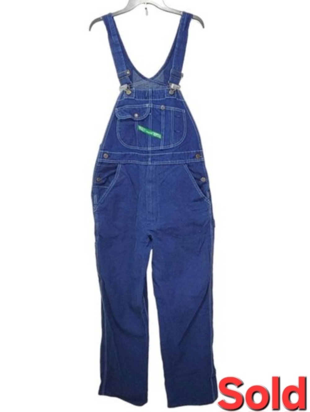 Key Imperial Men's Firm Hand Cotton Blue Denim Bib Work Overalls 36 x 30